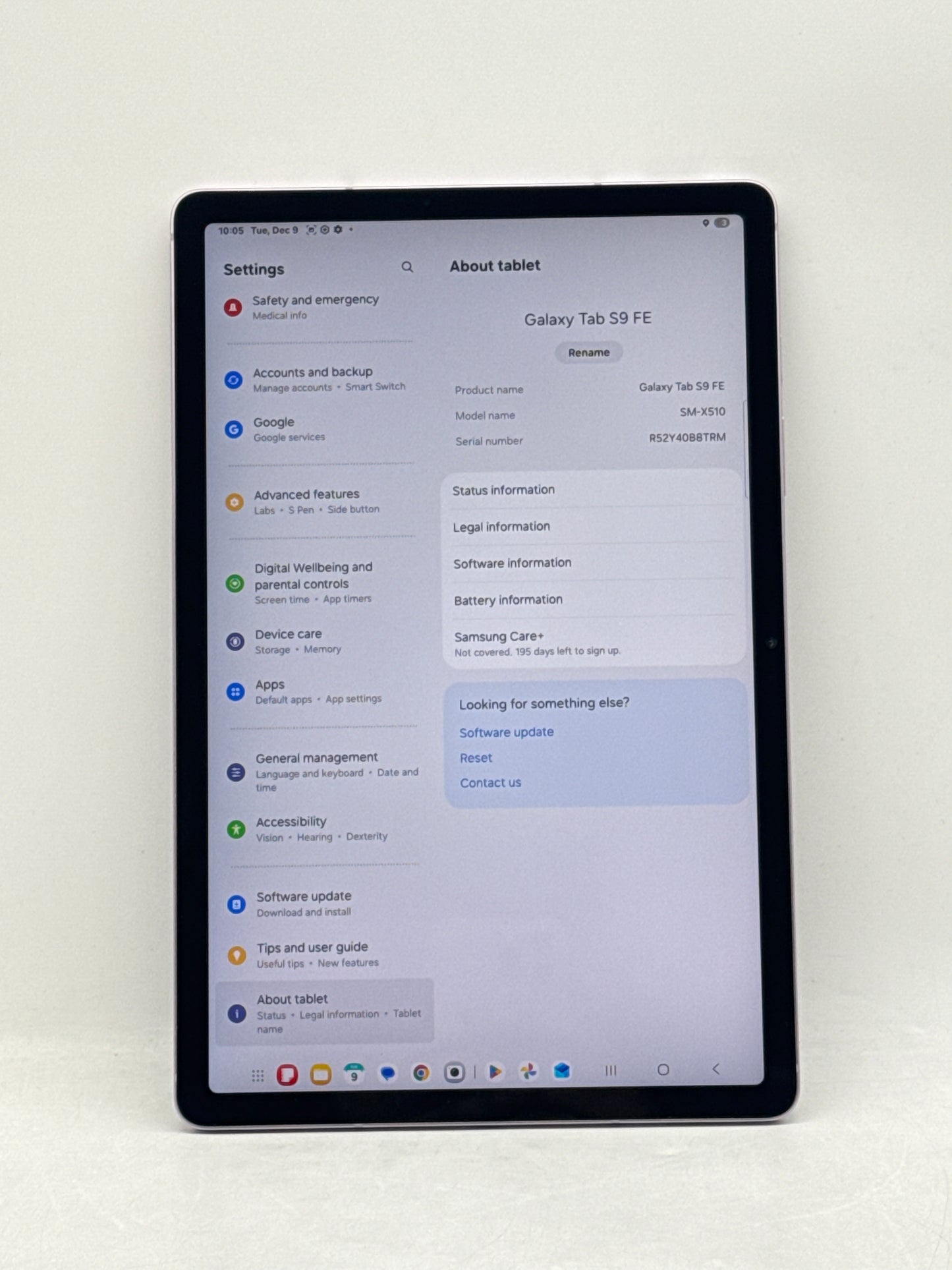 Samsung Galaxy Tab S9 FE 10.9" SM-X510 128GB 6GB RAM Wi-Fi Only Lavender