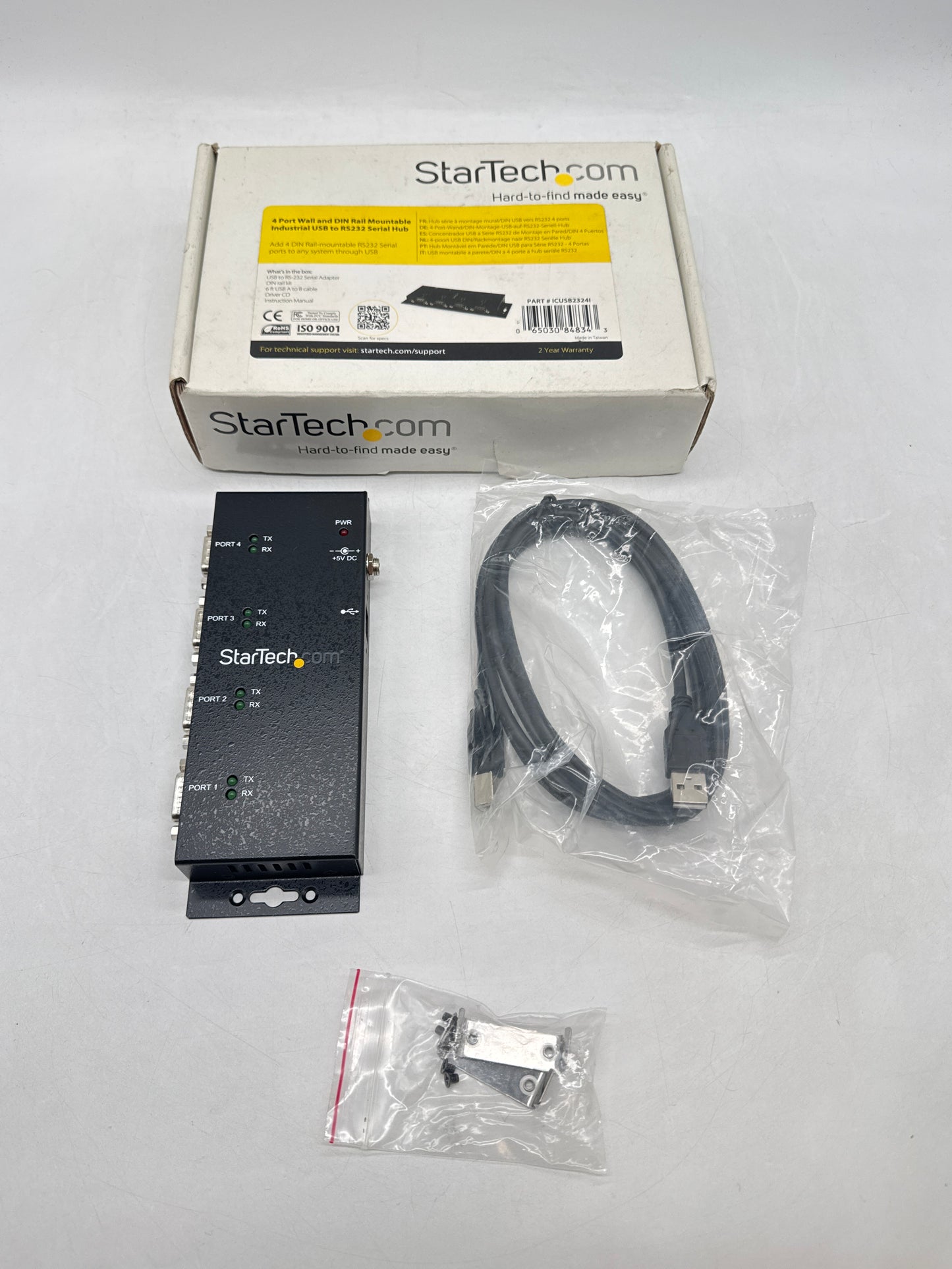 StarTech ICUSB2324I 4 Port USB to DB9 RS232 Serial Adapter Hub