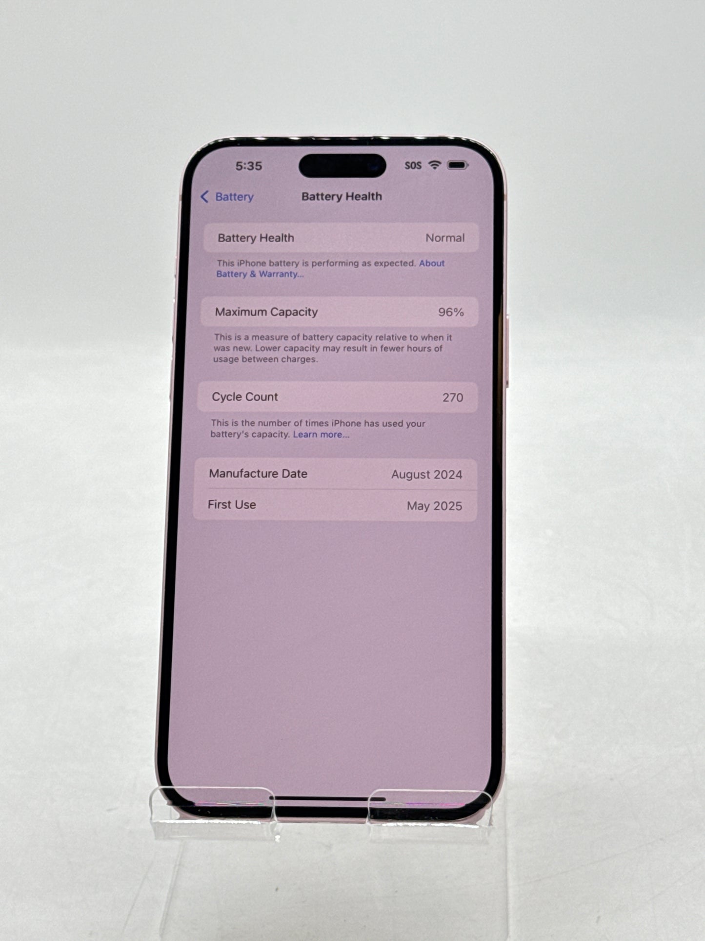 Unlocked Apple iPhone 15 Plus A2847 128GB Pink 96% Battery Health