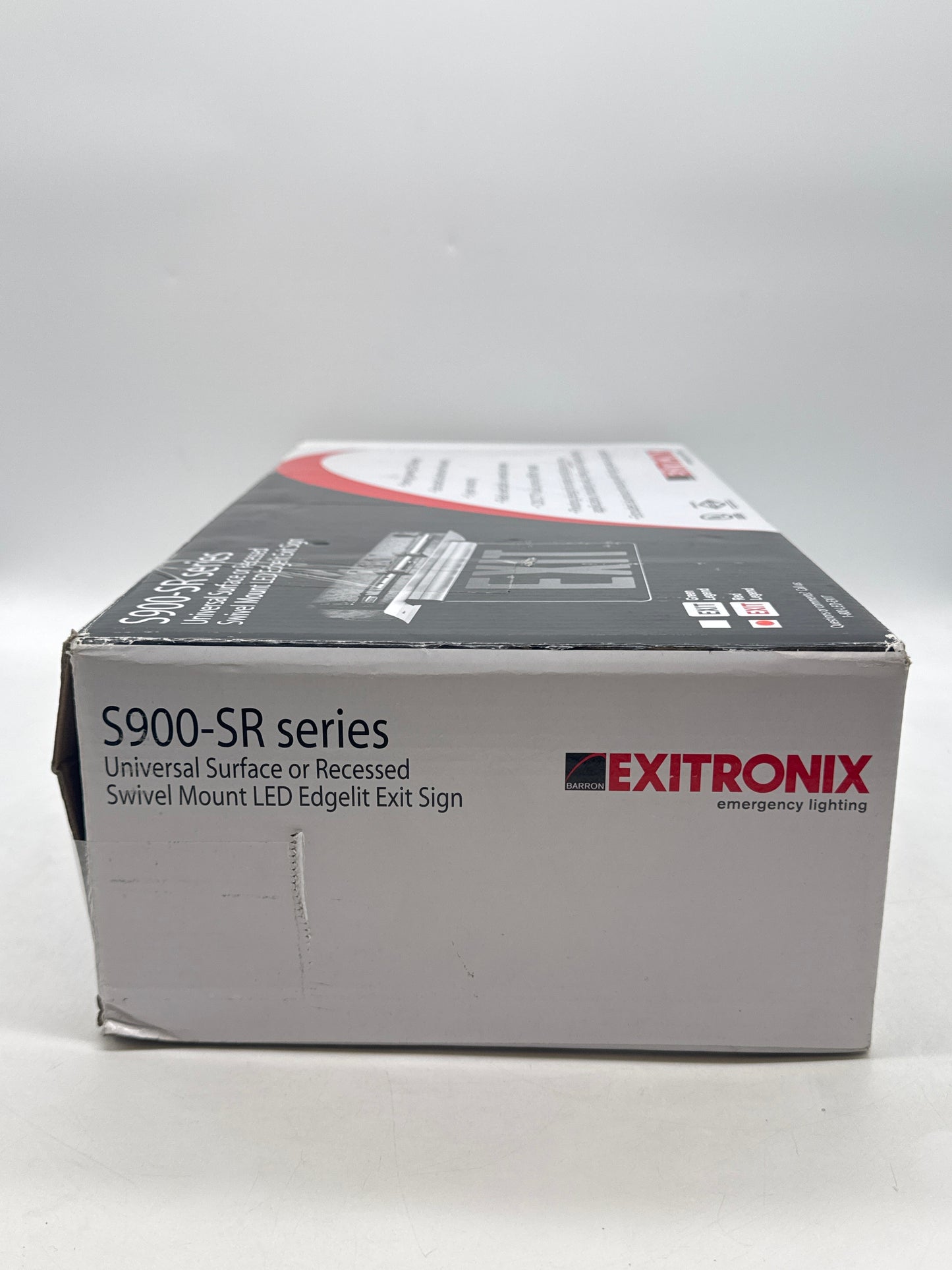 New Exitronix S902-WB-SR-RC-AG LED Exit Sign Universal Edge-Lit Red Letters