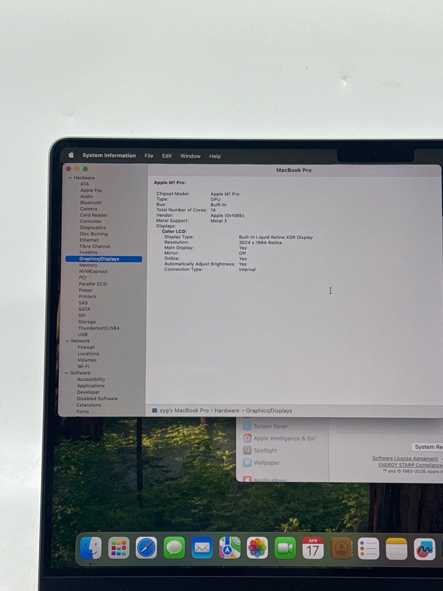 2021 Apple MacBook Pro 14.2" A2442 M1 Pro 8C-CPU 14C-GPU 512GB SSD 16GB RAM