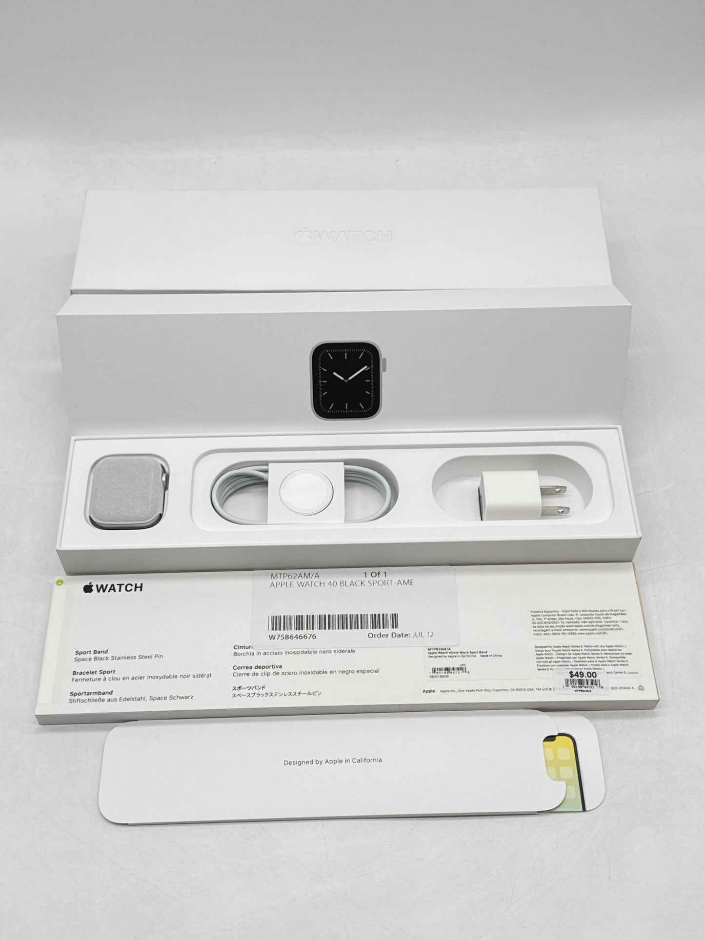 Apple Watch Series 5 A2092 40mm GPS Only Silver Aluminum - New Open Box