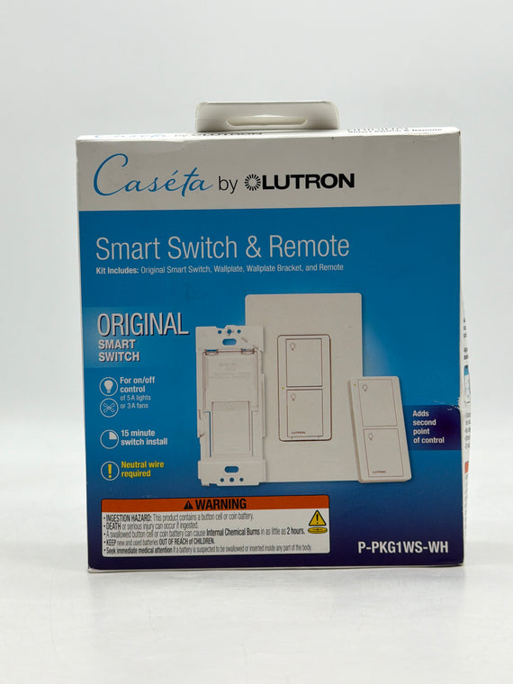 Olutron Caseta Wireless Smart Switch Kit with Remote P-PKG1WS-WH - New