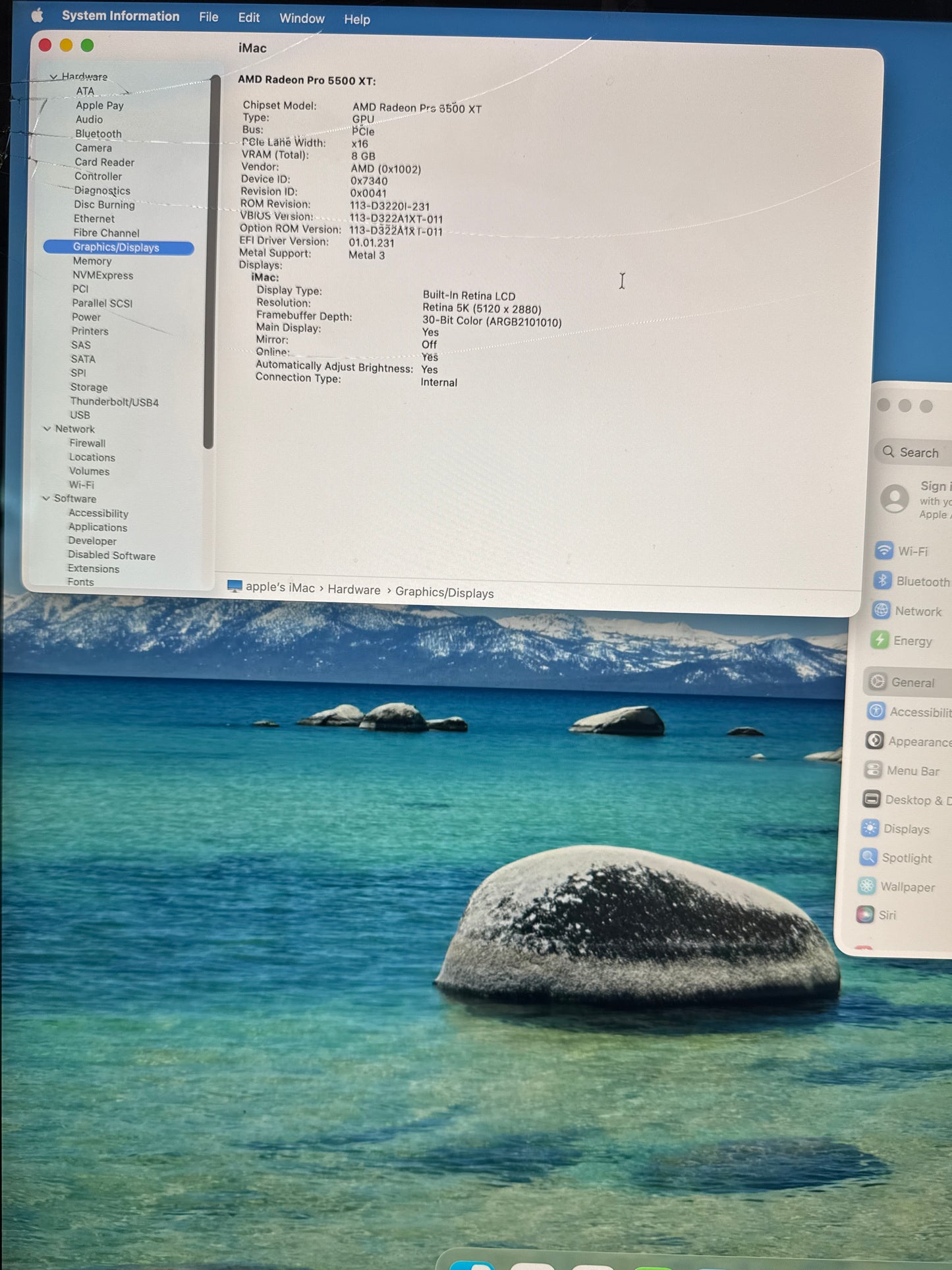 2020 Apple iMac 27" Retina 5K A2115 Core i7 3.8GHz 16GB RAM 1TB SSD - Cracked Screen