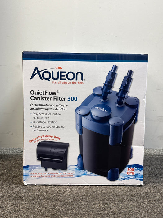Aqueon QuietFlow 300 Canister Aquarium Filter New Sealed Fish Tank Filtration System
