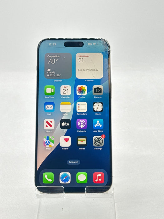 Unlocked Apple iPhone 15 Pro Max A2849 256GB Natural Titanium - Cracked Read!