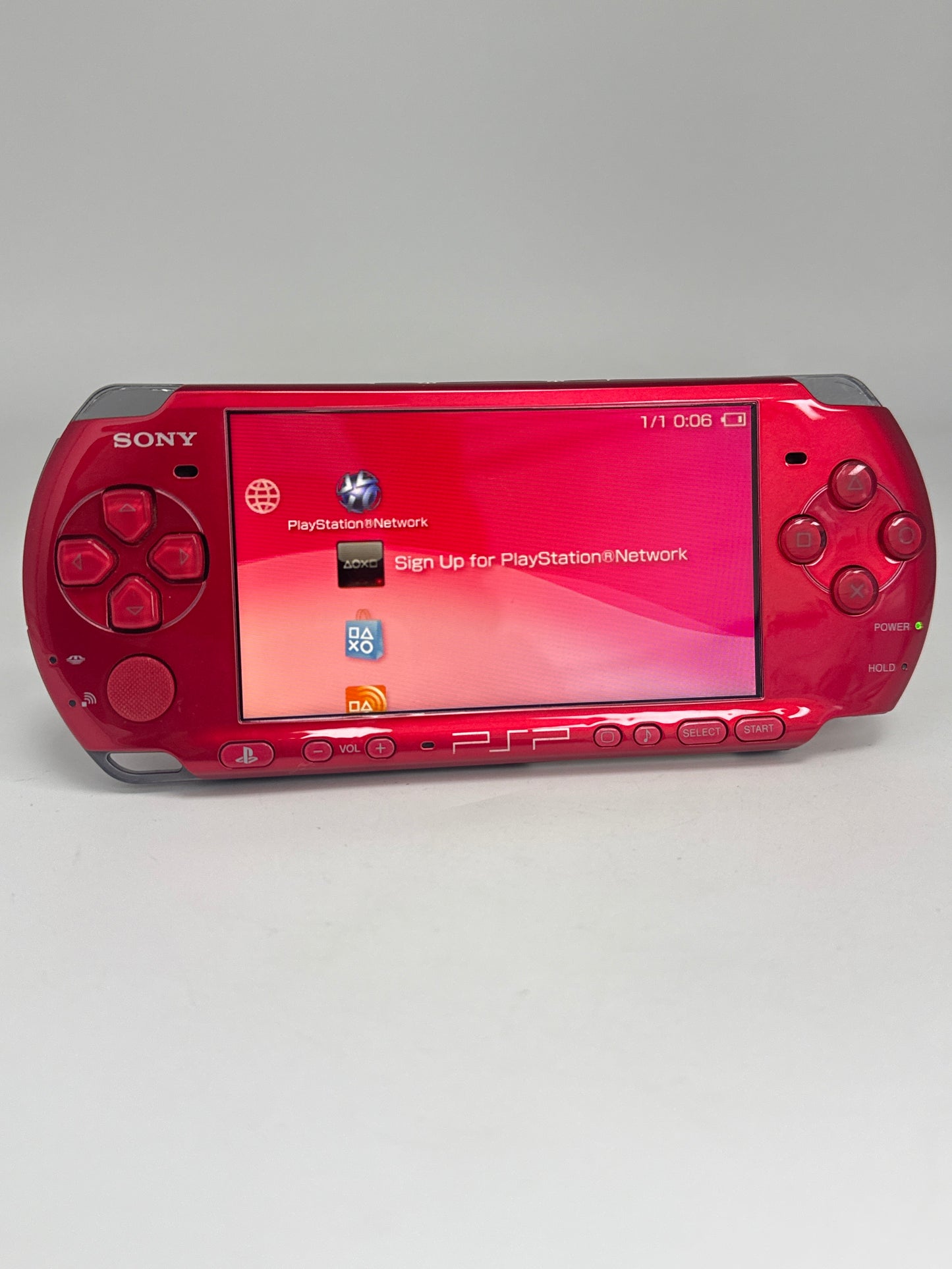 Sony PSP-3000 Red Console w/ 2400mAh Battery #105 Broken Disc Drive READ AS IS