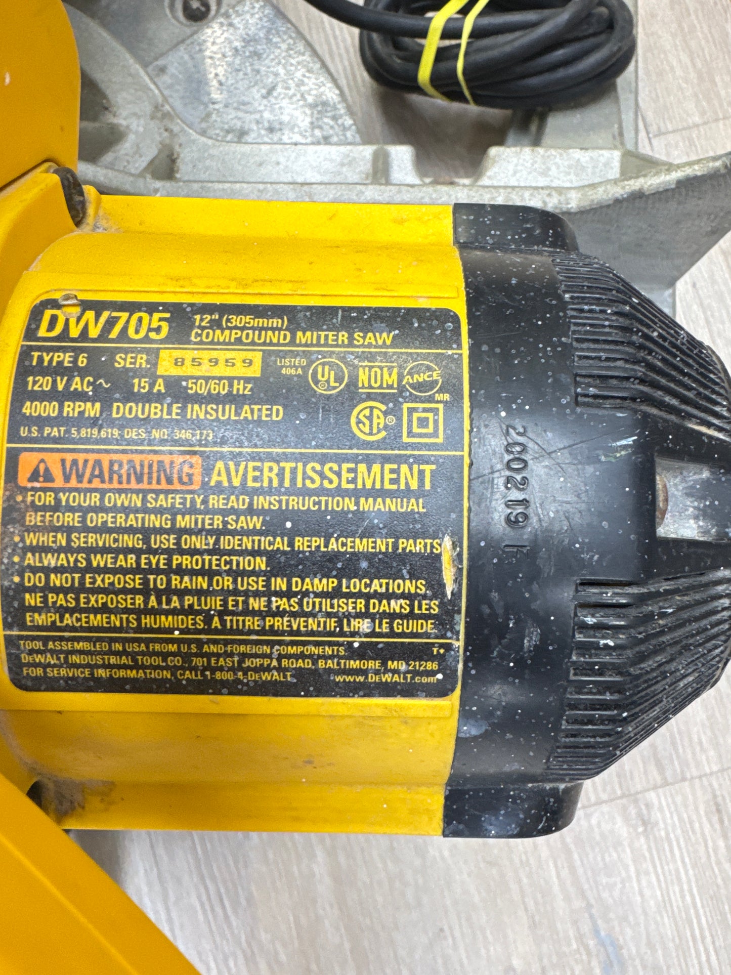 DeWalt DW705 12" Heavy Duty Compound Miter Saw