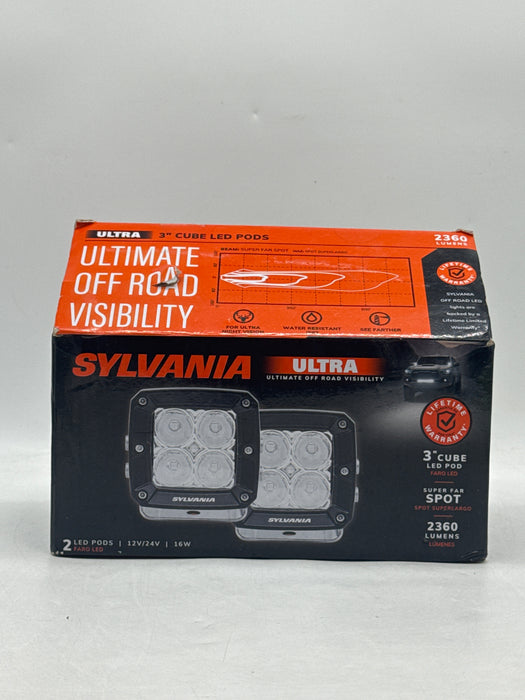 SYLVANIA Ultra 3" LED Pod Lights 2360LM Off Road Fog Driving Lamps Open Box