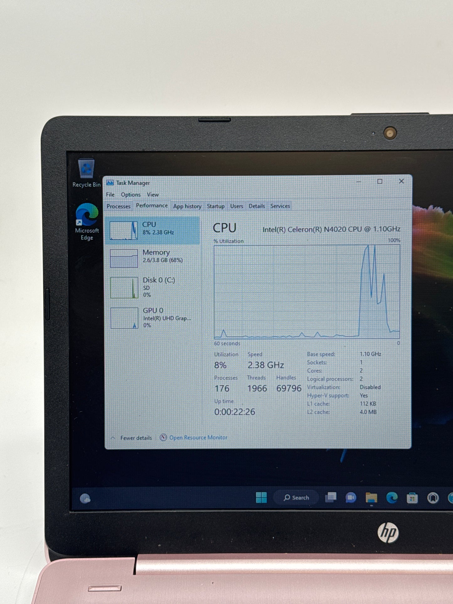 HP Stream 14-cb122ds Intel Celeron 4GB RAM 64GB Pink Laptop - Used