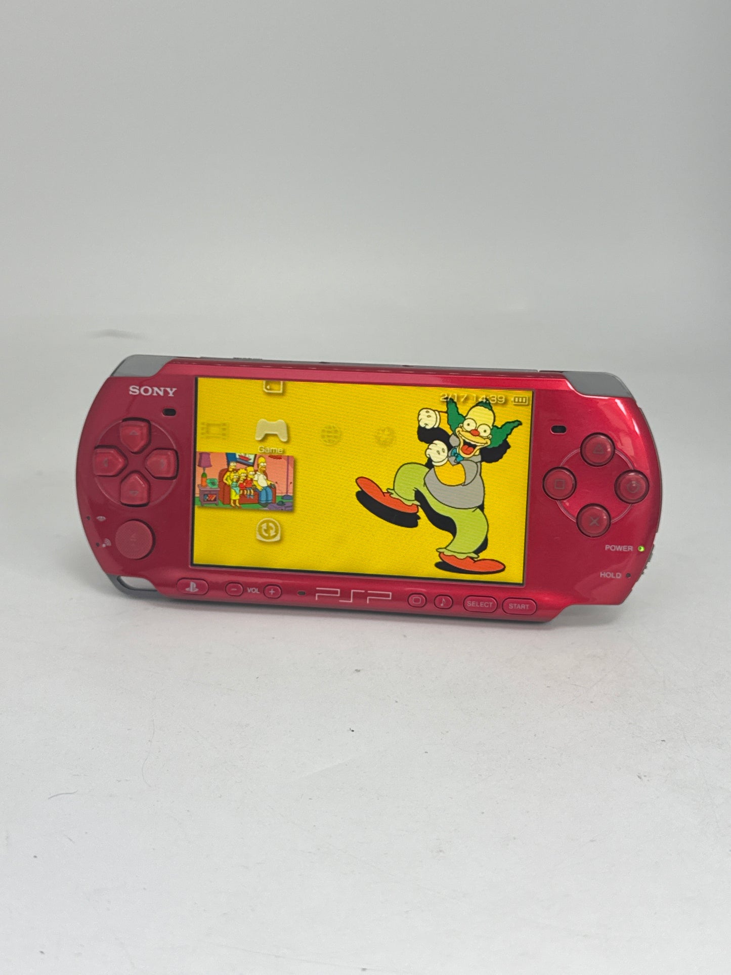 Sony PlayStation Portable PSP-3000 Red Console #369 No Back Lid Yellowed Display AS IS
