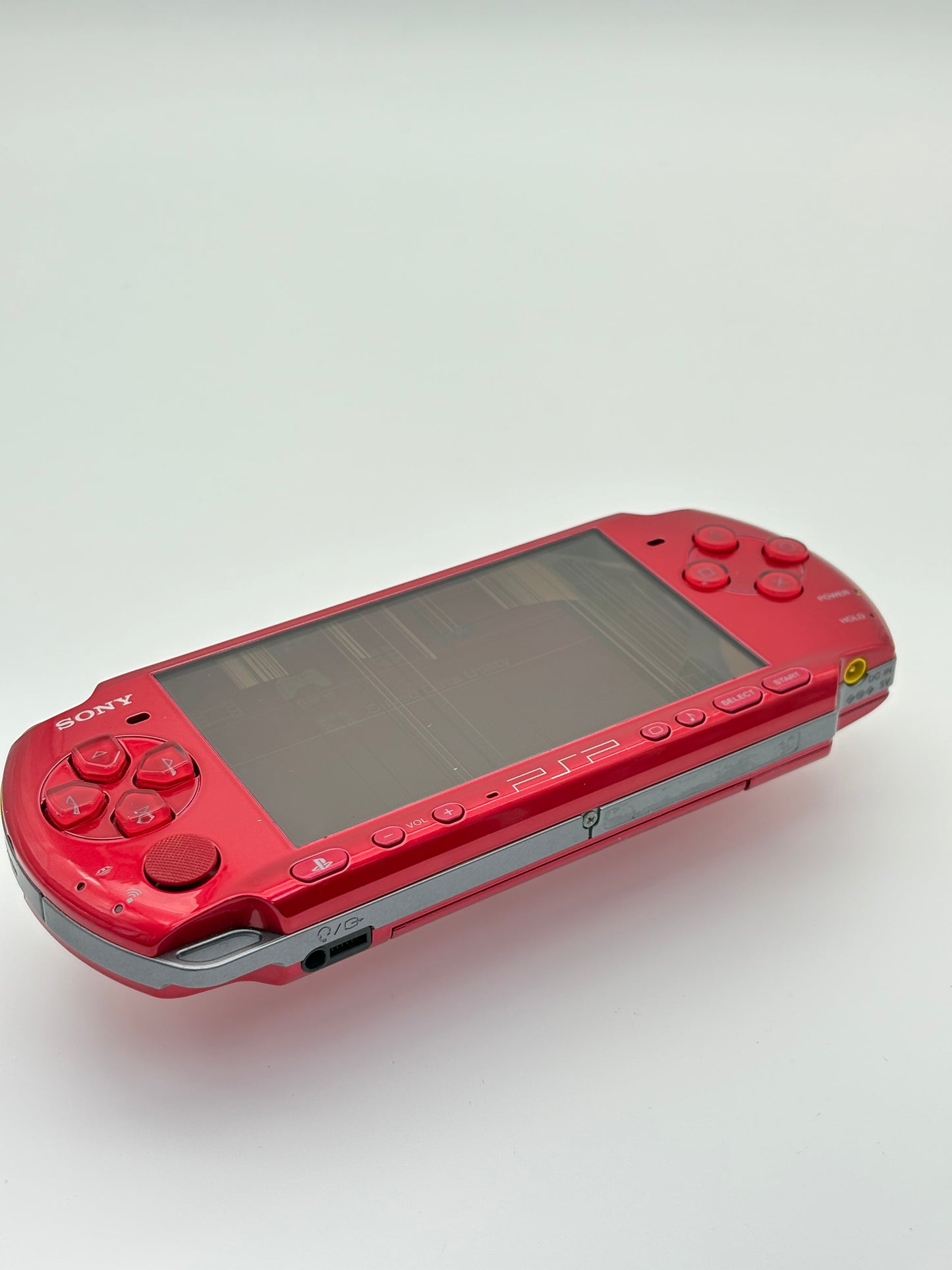 Sony PSP-3000 Red Console #202 w/1200 mAh Battery Bad Screen