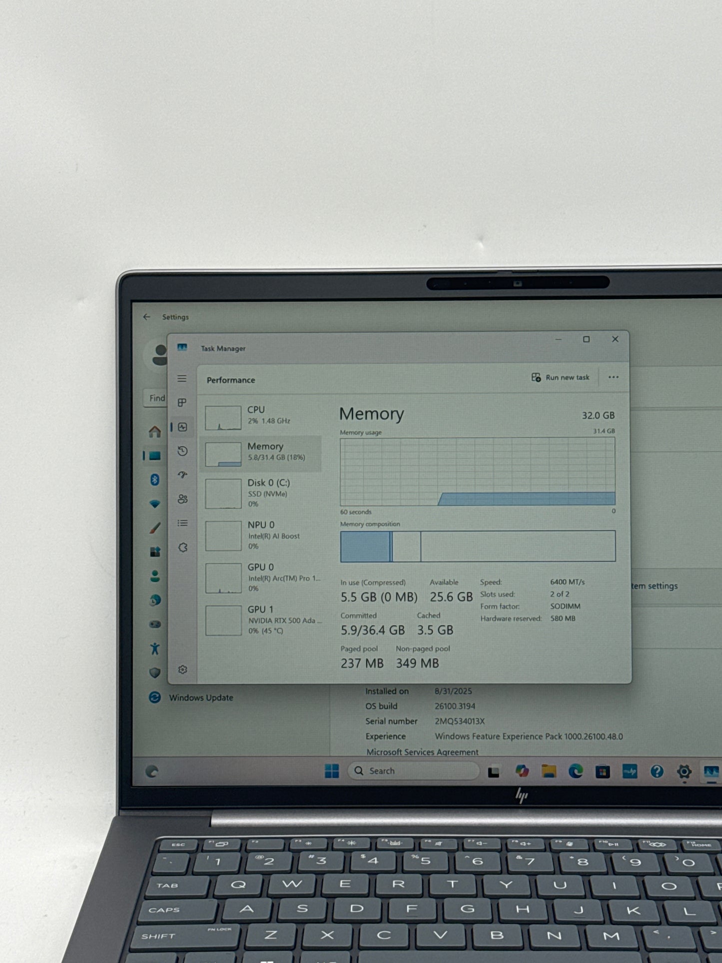 HP ZBook 8 14 G1i 14.0" Touch Core Ultra7 265H 512GB SSD 32GB RAM RTX ADA 500 4GB