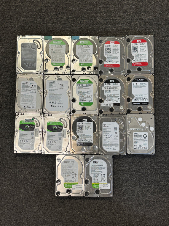 Lot of 17 2TB 3.5" Hard Drives WD Seagate Dell