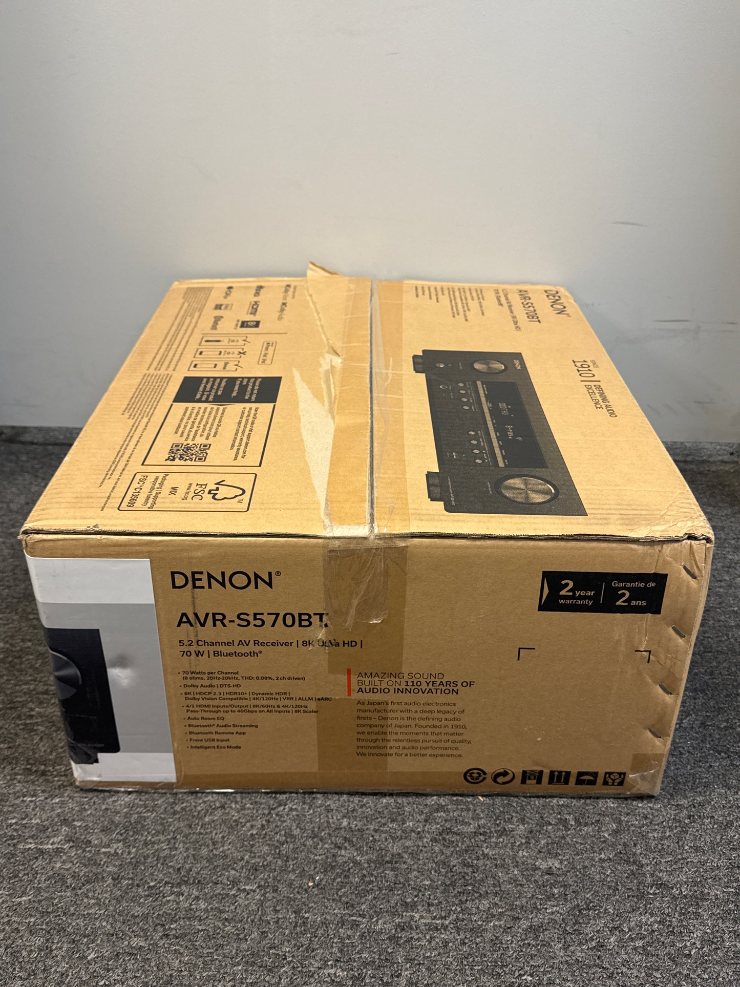 Denon AVR-S570BT 8K Video & Surround Sound 5.2 Ch. Receiver - New