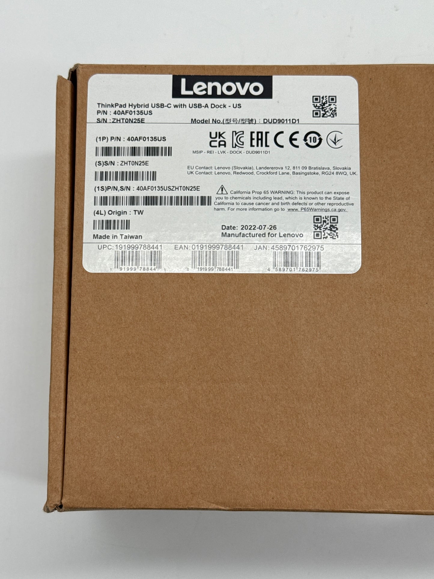 Lenovo ThinkPad Hybrid USB-C with USB-A Dock US 40AF0135US - New in Open Box