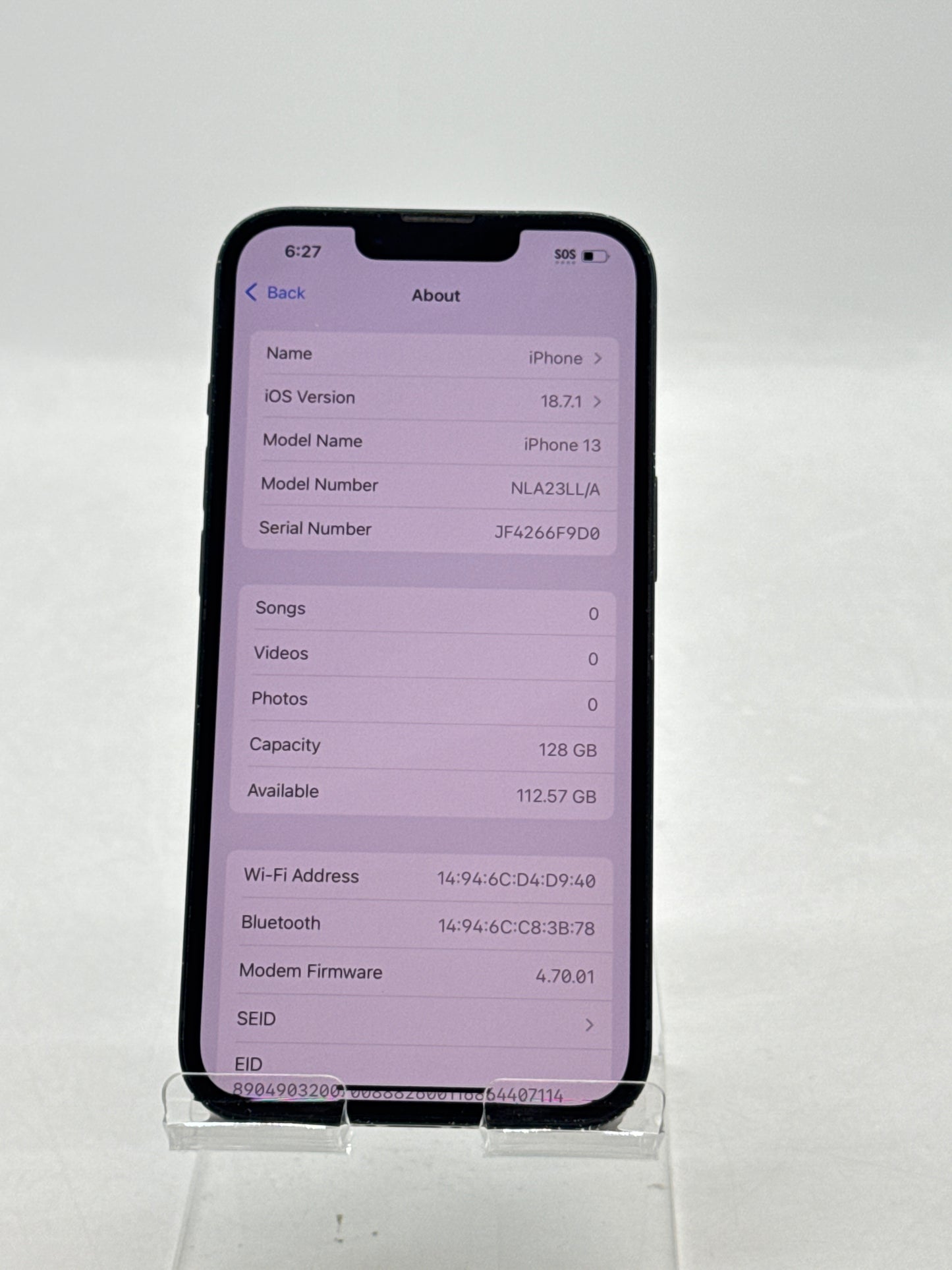 Unlocked Apple iPhone 13 A2482 128GB Midnight 82% Battery Health