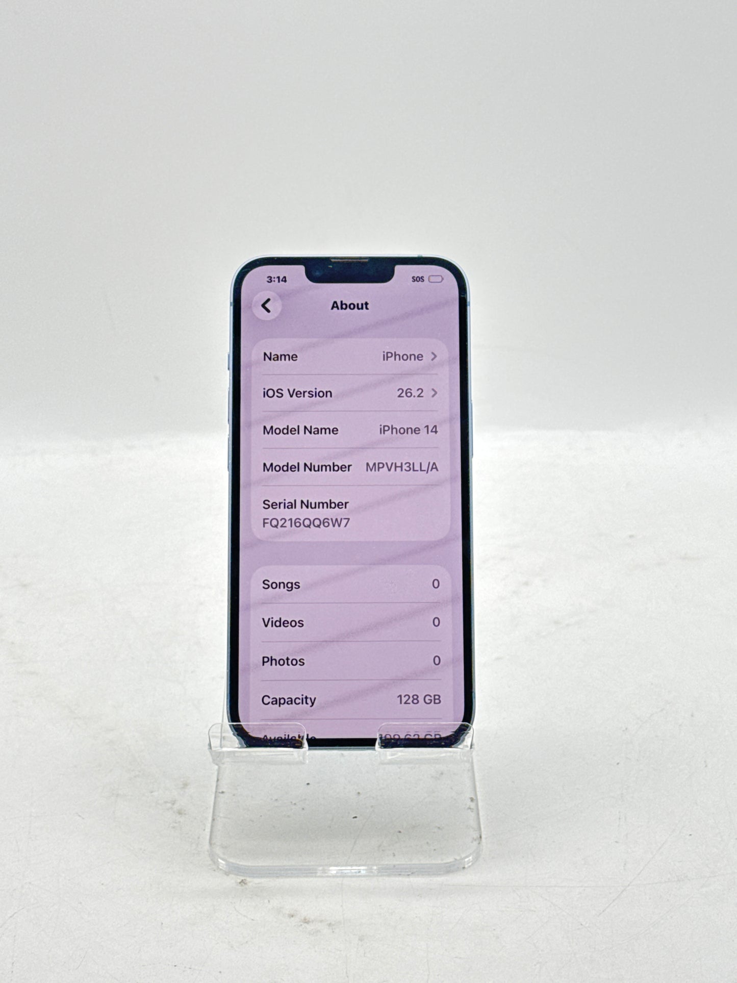 Unlocked Apple iPhone 14 A2649 128GB Blue BH 80%