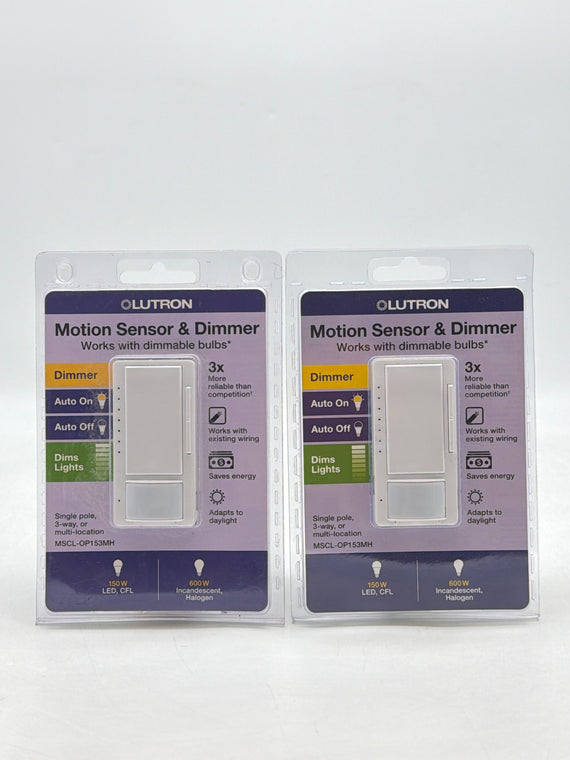 New Lutron Motion Sensor & Dimmer MSCL-OP153MH White - Lot of 2