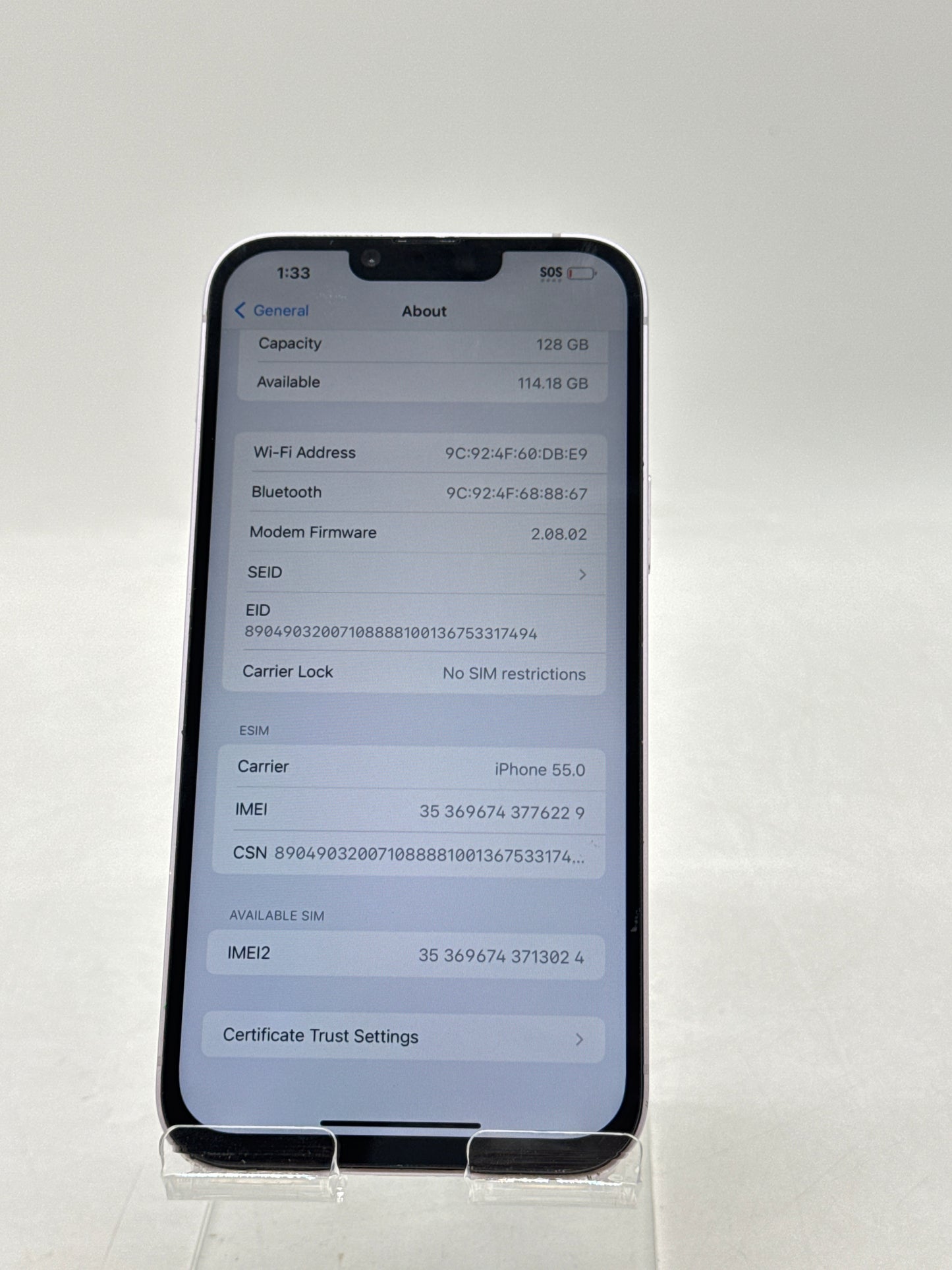 Unlocked Apple iPhone 14 Plus A2632 128GB Midnight-Purple - Read!