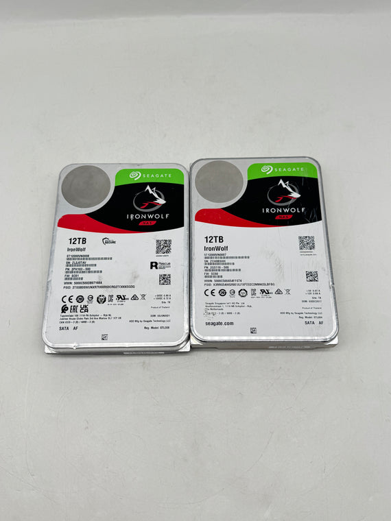 Lot of 2 Seagate IronWolf 12TB 3.5" SATA NAS Hard Drives - Used #12TB