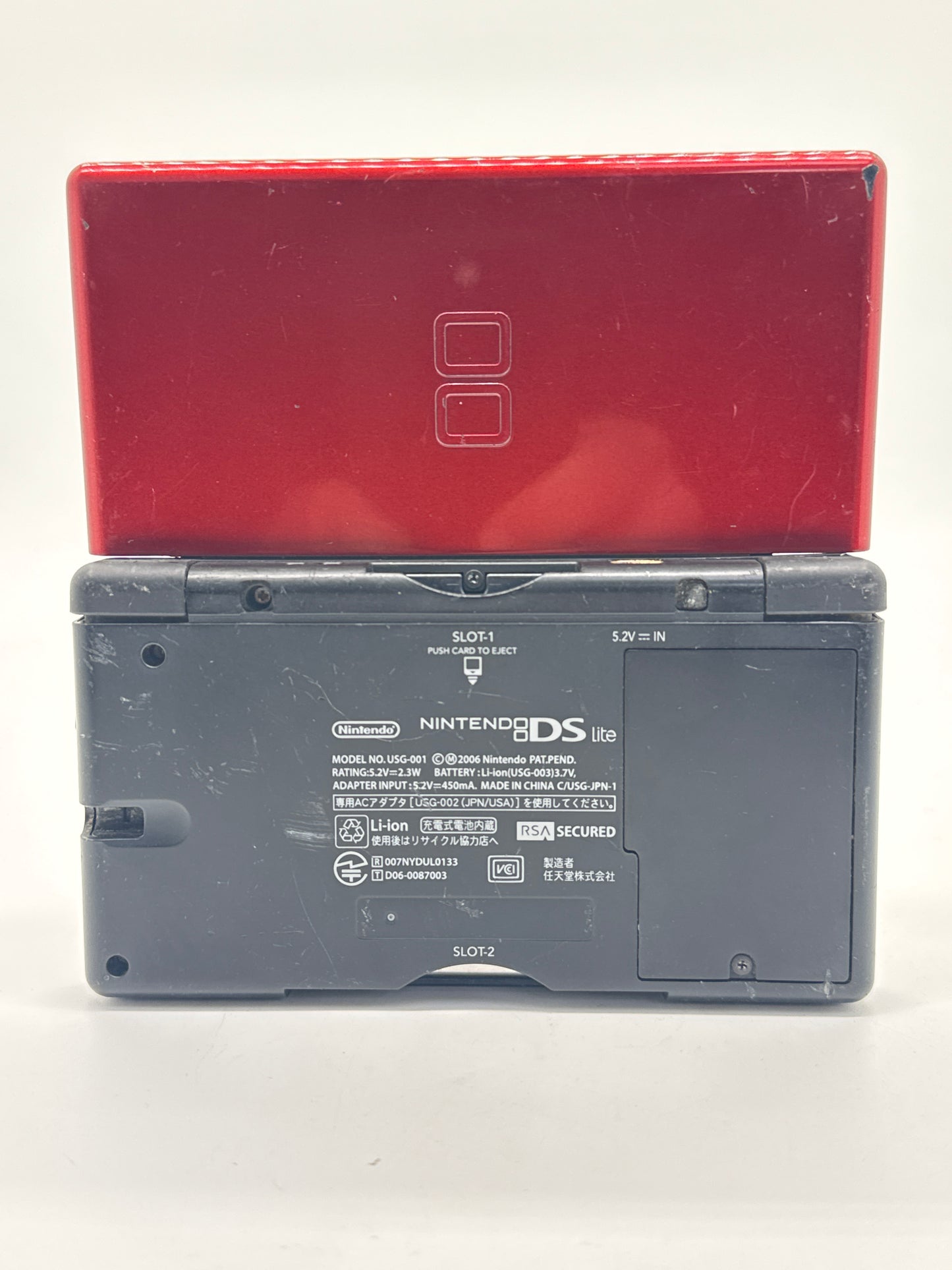 Nintendo DS Lite USG-001 Crimson Red Black Console #54 AS IS Touchscreen Not Working