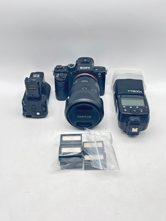 Sony A7R II Digital Camera Black 3 Batteries Charger Used - B