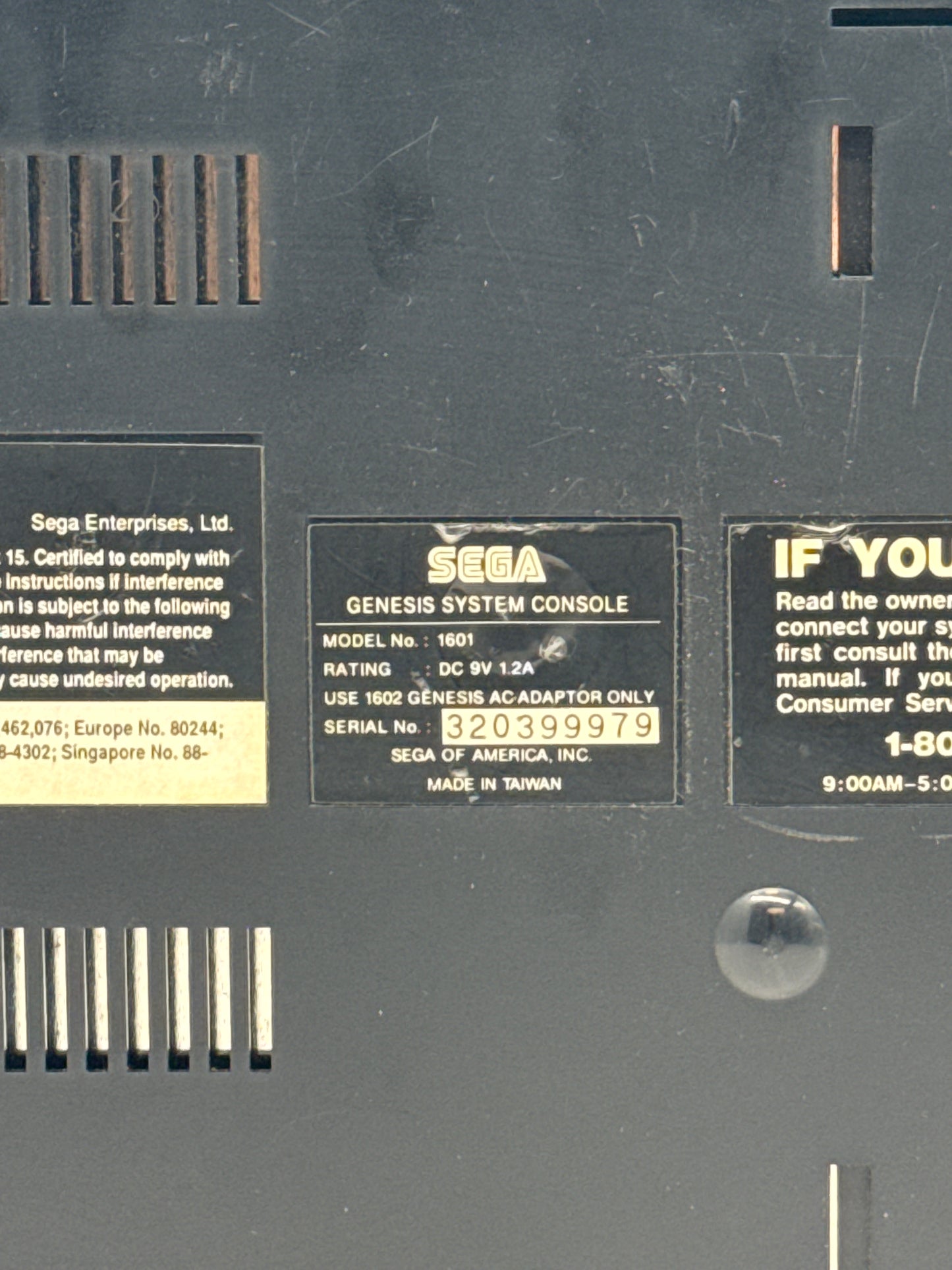 Sega Genesis Model 1 1601 Black NTSC-U/C Home Console - Used