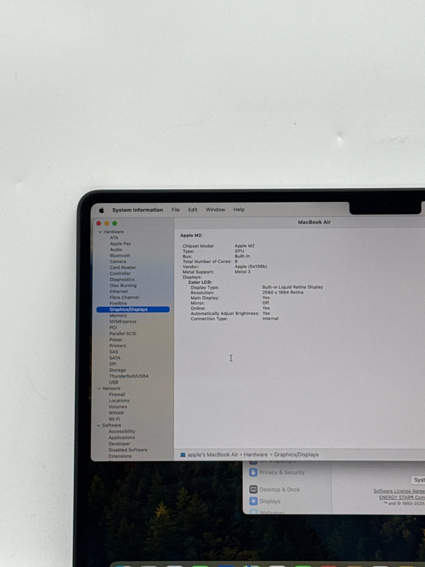 2022 Apple MacBook Air 13.6" A2681 M2 8C-CPU 8C-GPU 8GB RAM 256GB SSD 8 Cycle