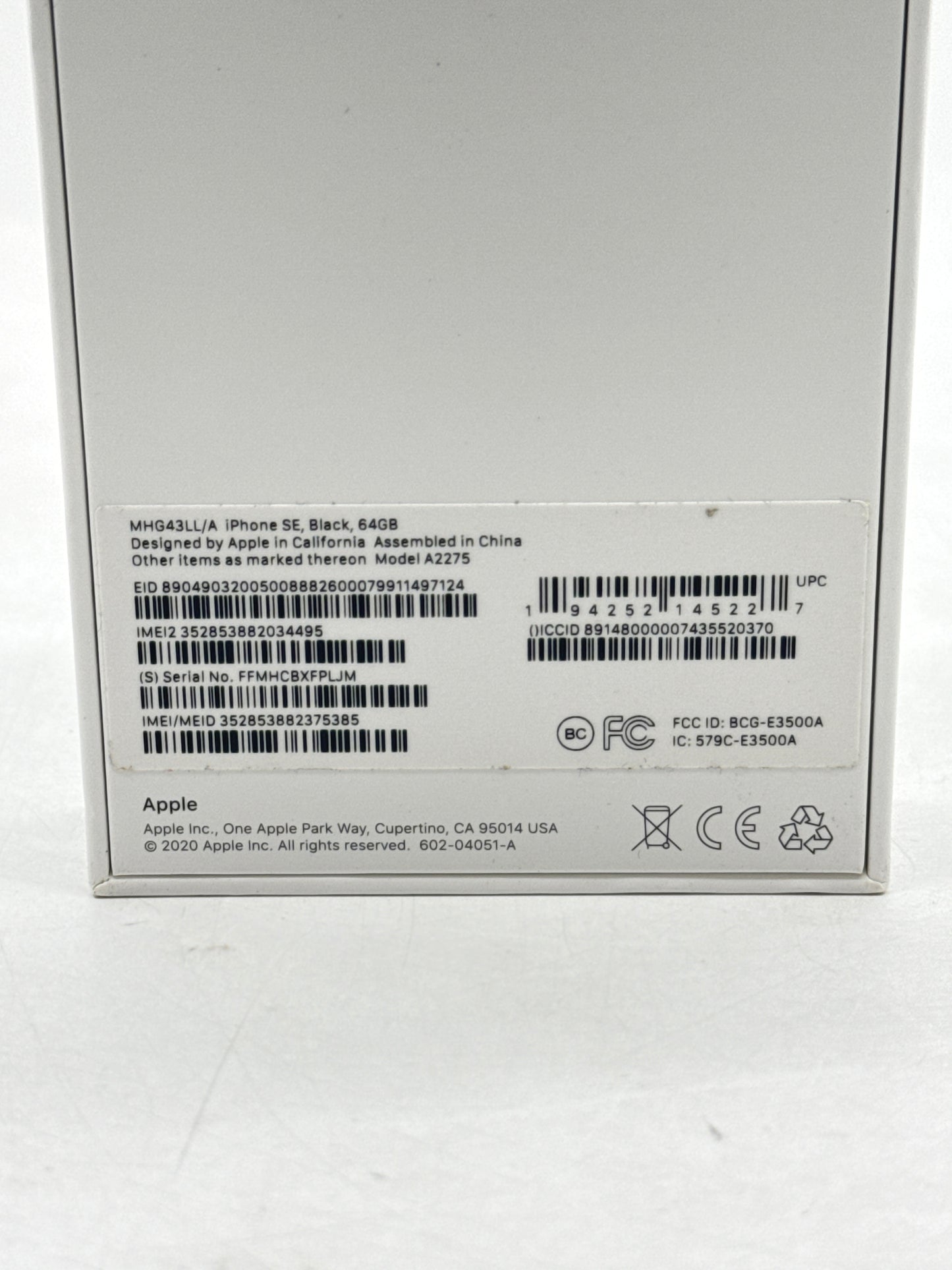 Open Box Unlocked Apple iPhone SE 2nd Gen A2275 64GB Black  - Remotely Managed