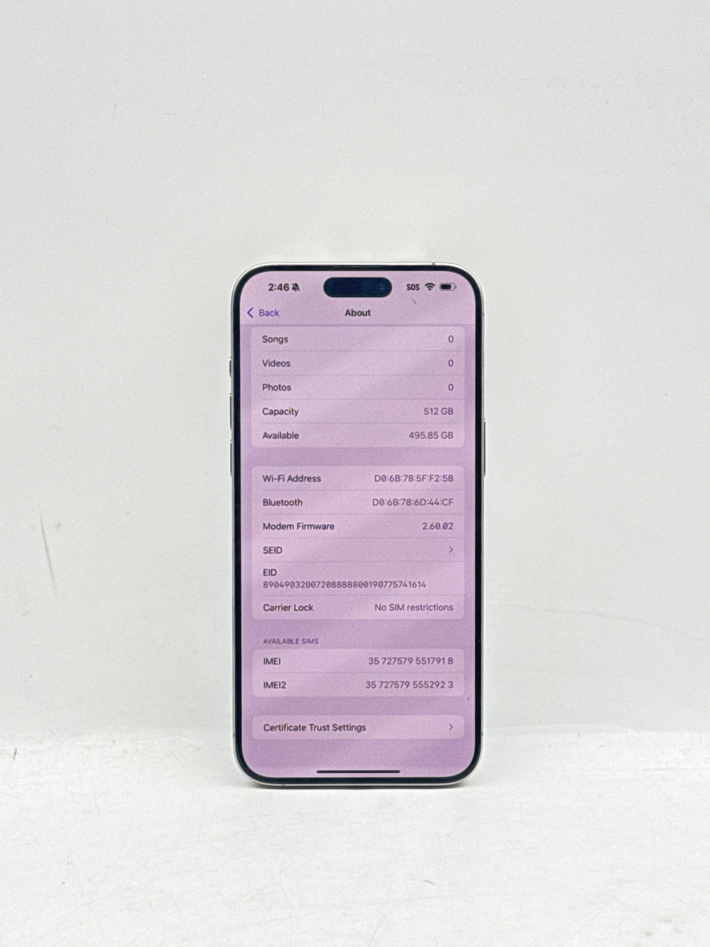 Unlocked Apple iPhone 15 Pro Max (A2849) 512GB - Natural - 87% BH