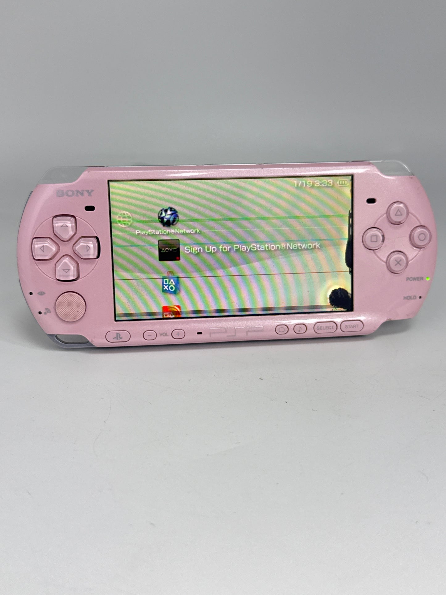 Sony PSP-3000 Pink Console #238 No Battery or Back Lid No Charger BAD DISPLAY AS IS