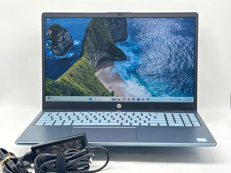 HP 15-fd0092wm 15.6" Intel N250 4GB 128GB Win 11 Blue w/ Charger