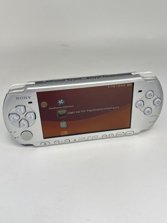 Sony PSP-3000 Silver Console #234 No Battery or Back Lid No Charger AS IS