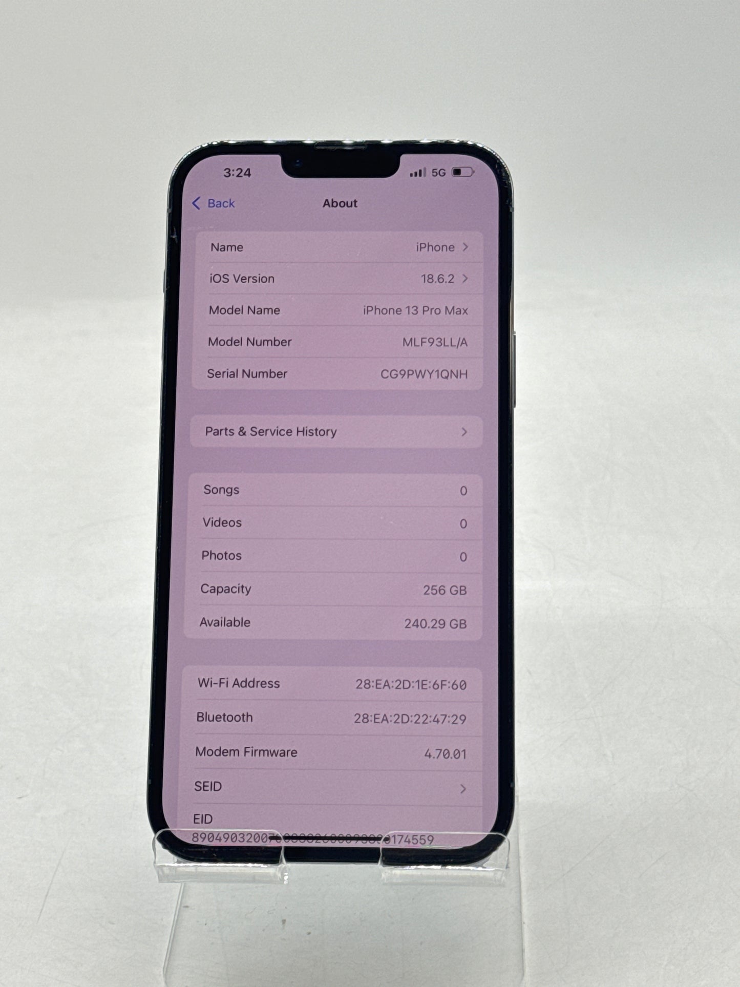 Unlocked Apple iPhone 13 Pro Max A2484 256GB Sierra Blue - Service Battery 77%