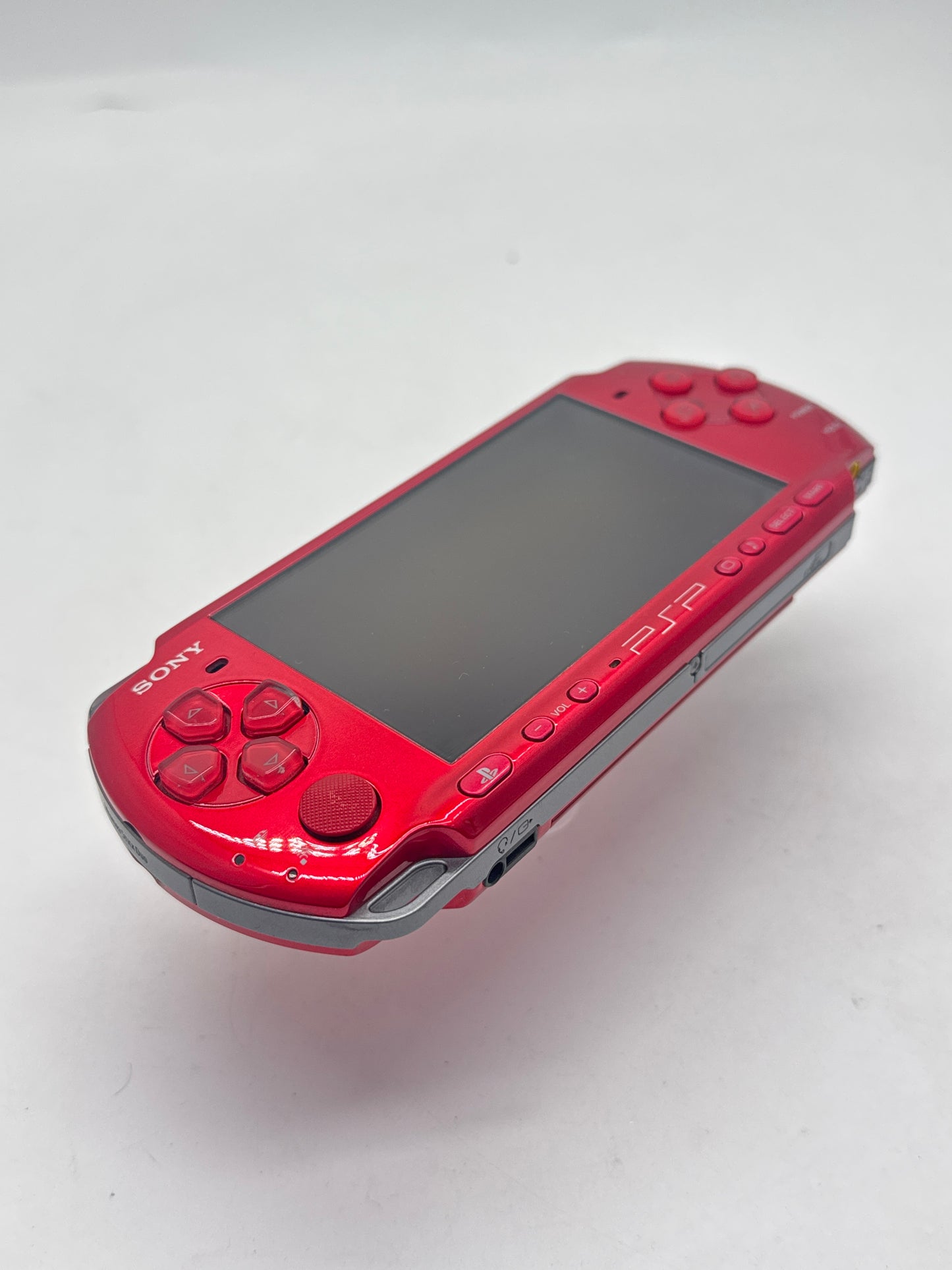 Sony PlayStation Portable PSP-3000 Red Console #369 No Back Lid Yellowed Display AS IS