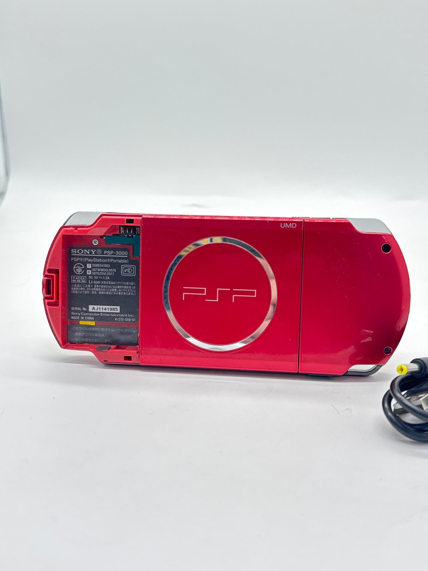 Sony PSP-3000 Radiant Red Console w/ Charger #72 No Battery No Lid AS IS