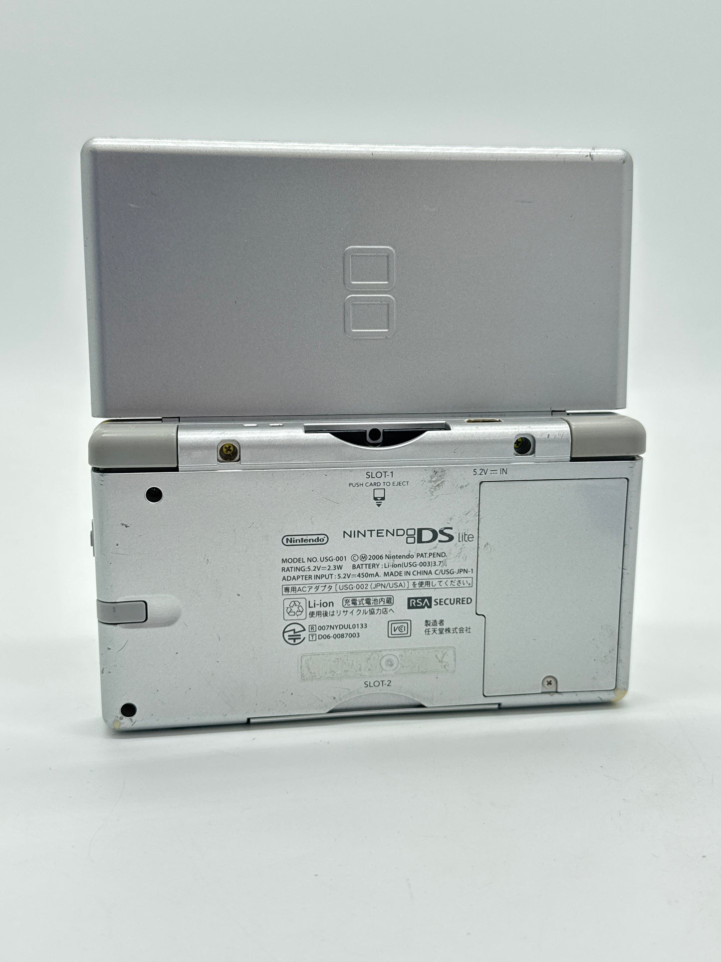 Nintendo DS Lite USG-001 Silver Console #63 w/ Stylus & No Charger