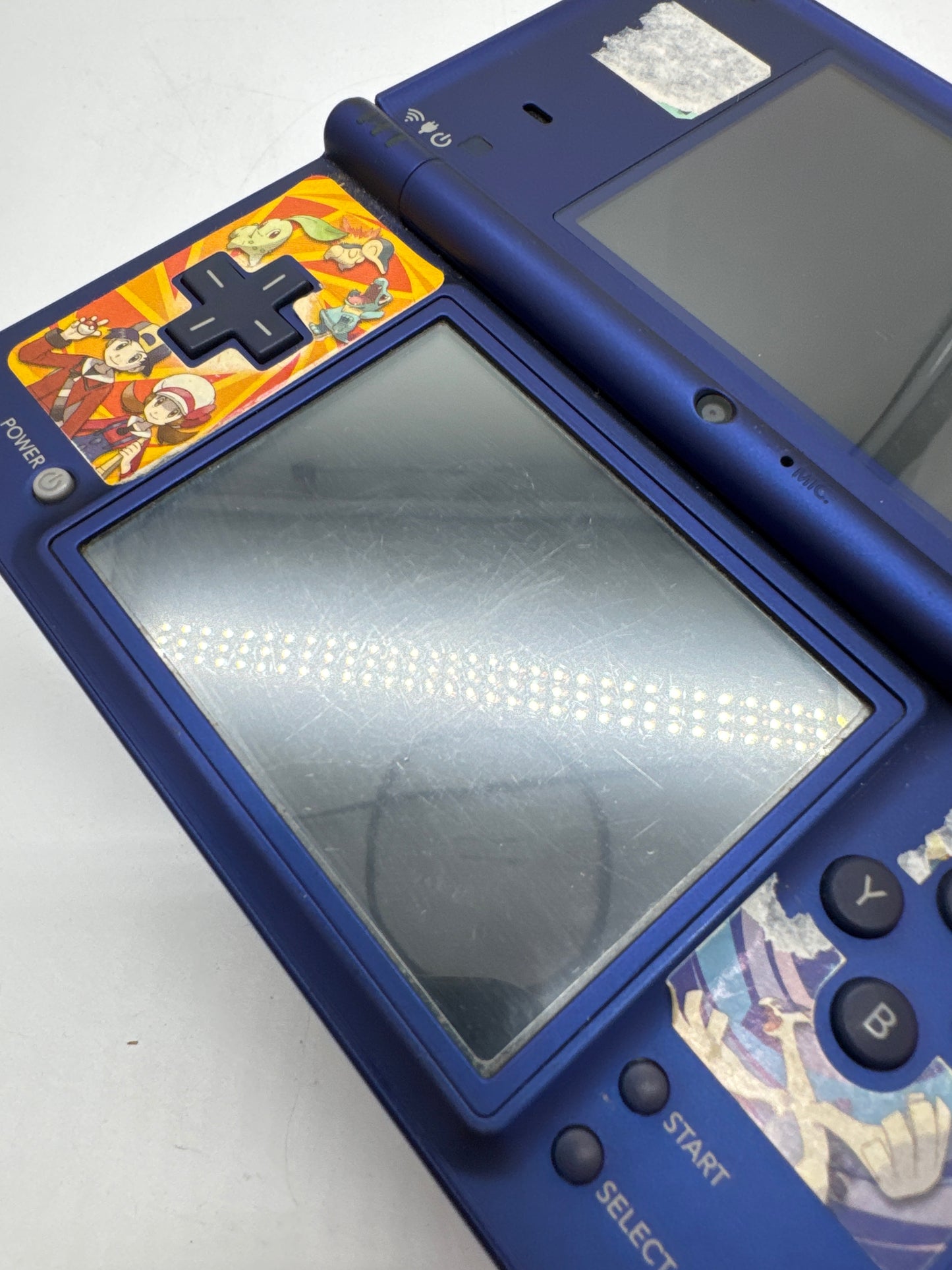 Nintendo DSi TWL-001(JPN) Metallic Blue Console #113 Stickers & Cracked Top Screen AS IS