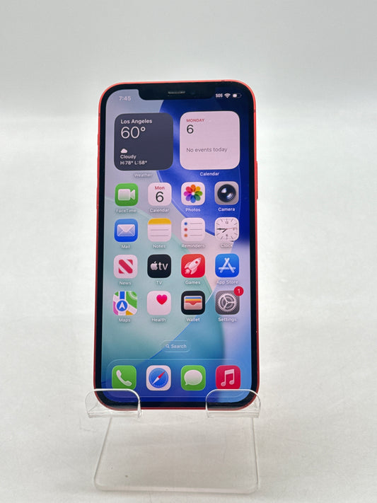 Unlocked Apple iPhone 12 A2172 64GB Red 81% Battery Health - Bad Ear Speaker