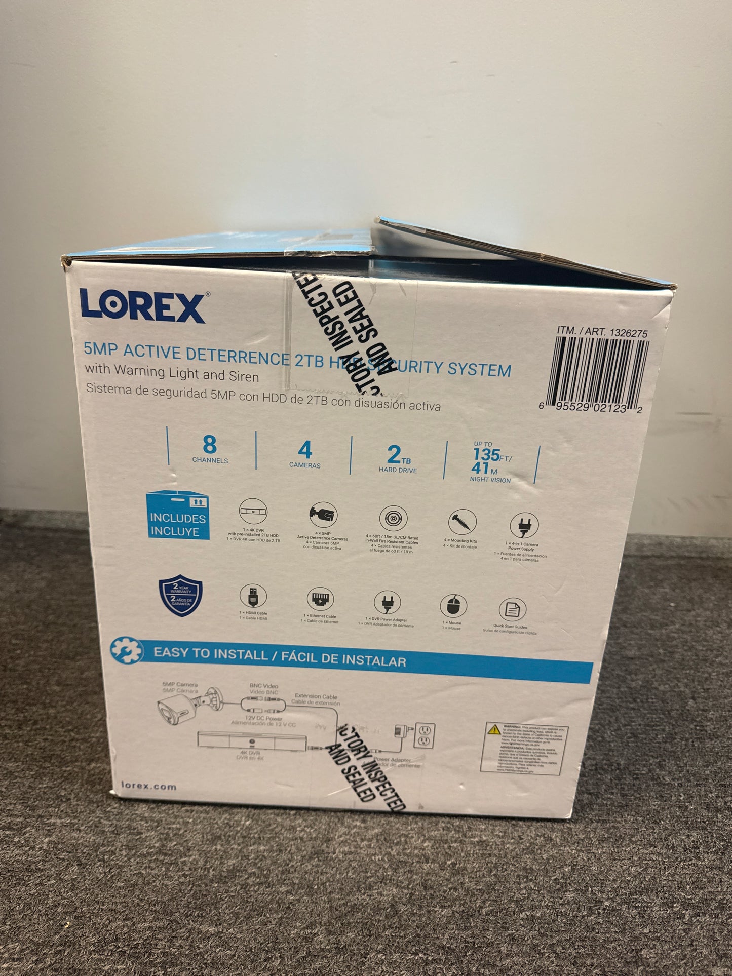 Lorex TD81825A4-E 8-Channel 2TB DVR 4-4k Bullet Camera Security System - New Open Box