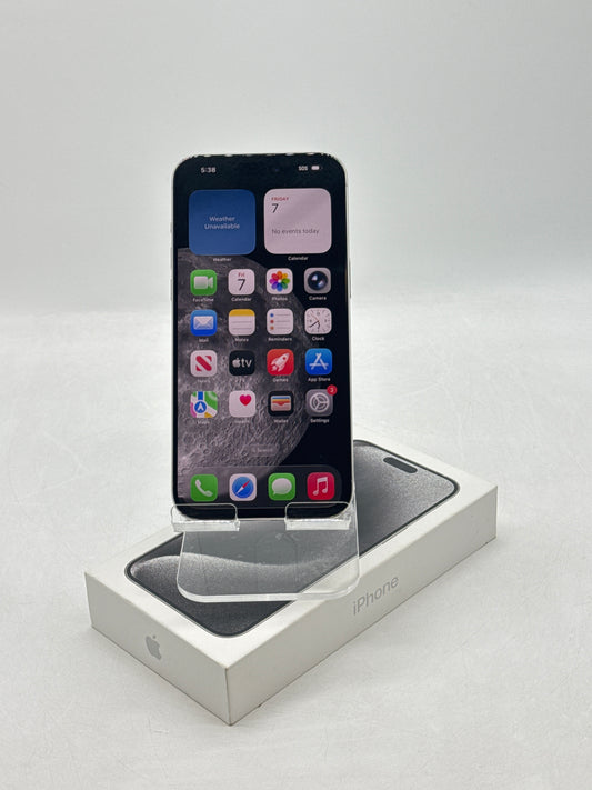 AT&T Apple iPhone 15 Pro Max 6.7" A2849 1TB White Titanium 87% Battery Health