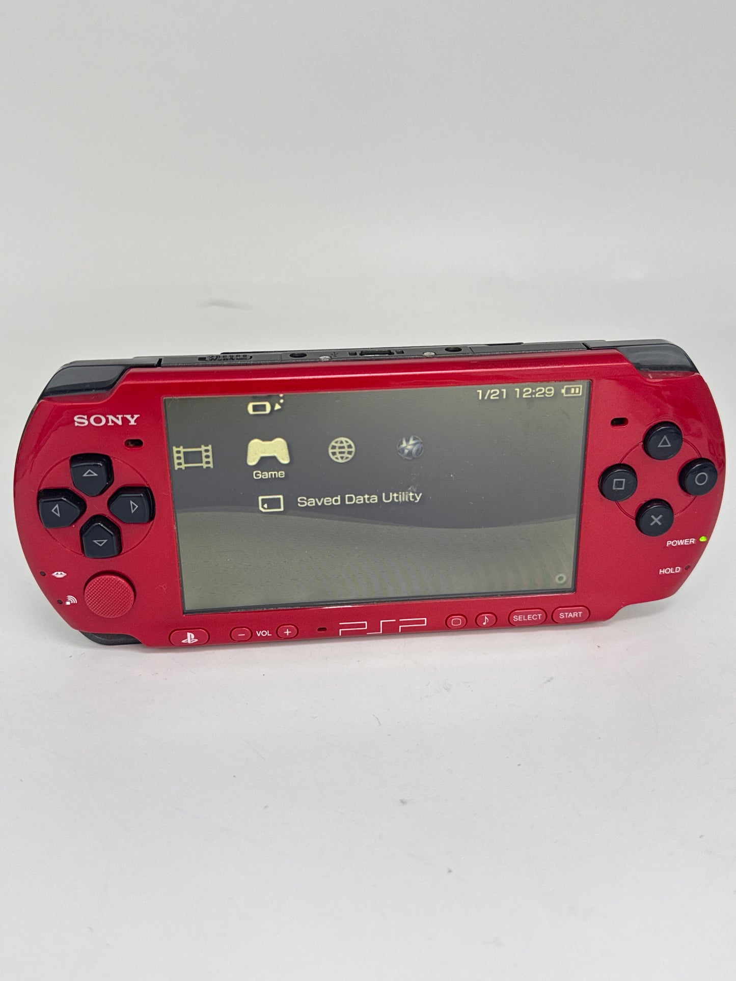 Sony PSP-3000 Red Black Console #258 No Battery or Lid No Charger AS IS