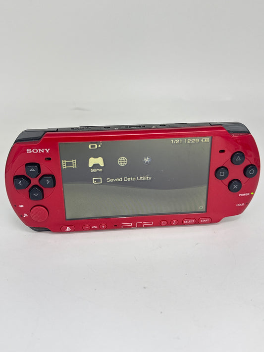 Sony PSP-3000 Red Black Console #258 No Battery or Lid No Charger AS IS