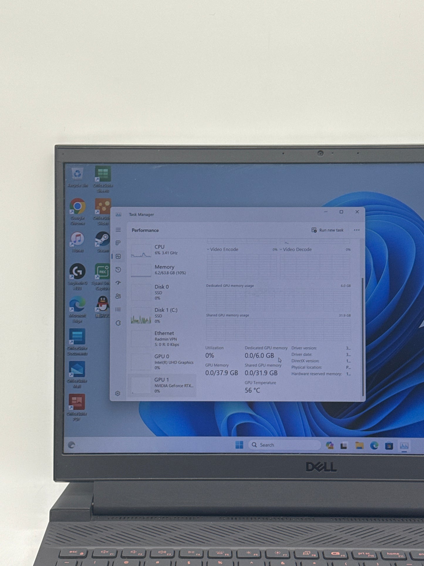 Dell G15 5510 15.6" FHD 120Hz Core i7-10870H 2.5TB SSD SSD 64GB RAM RTX 3060 6GB