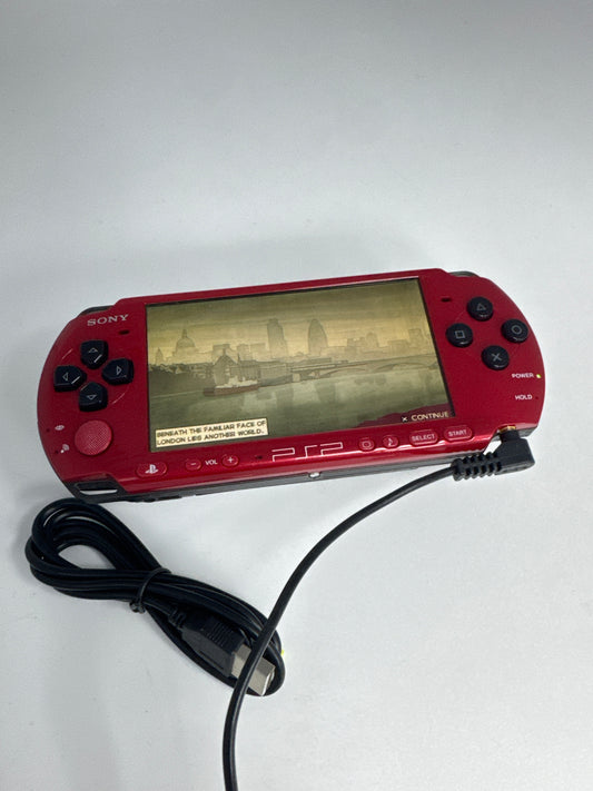 Sony PSP-3000 Red\Black Console w/ Charger #73 No Battery No Lid AS IS