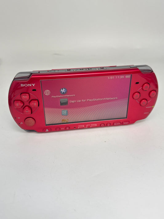 Sony PSP-3000 Red Console #64 w/ 2400mAh Battery No Charger
