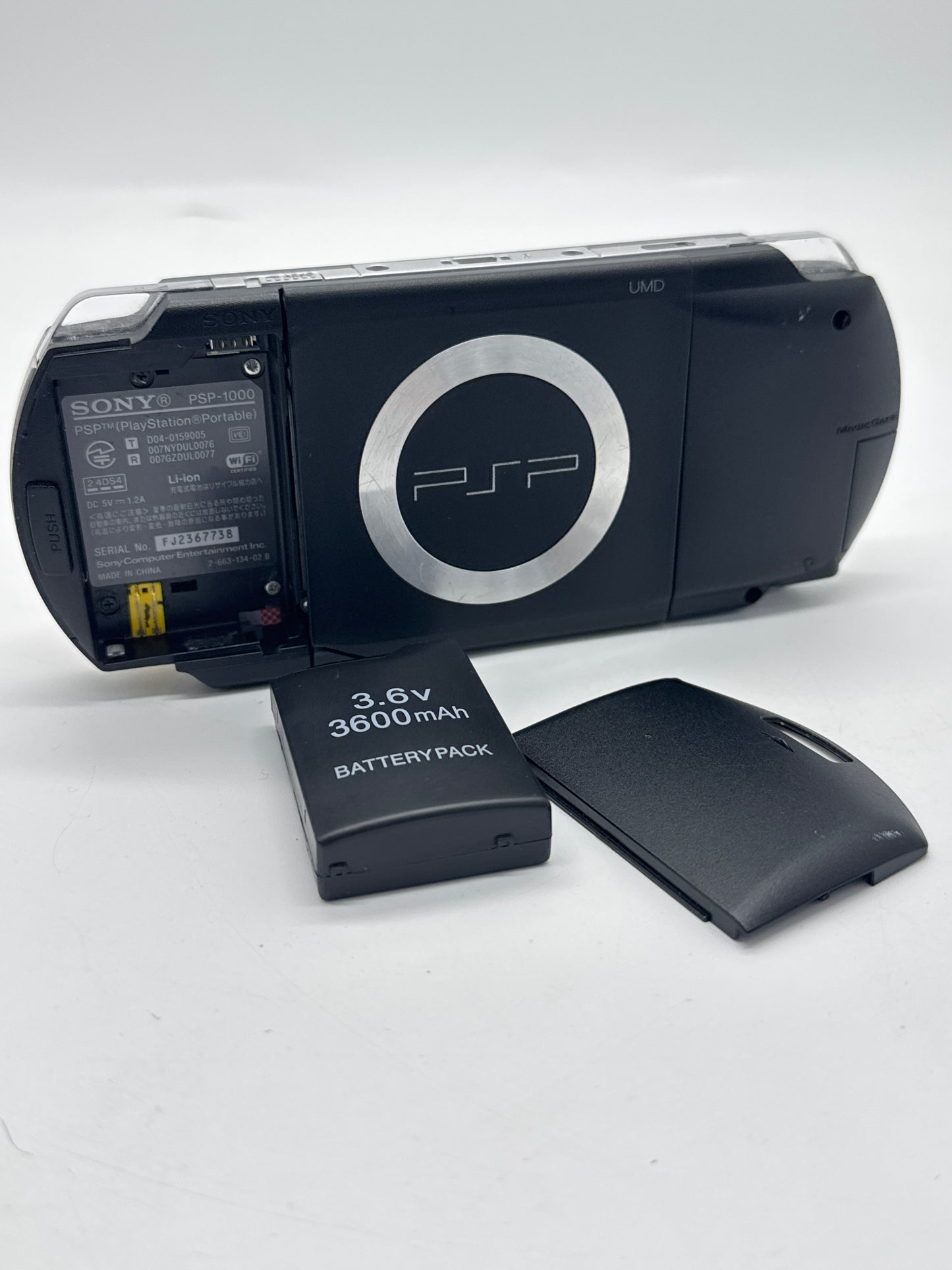 Sony PSP-1000 Piano Black Console #79 No Charger Cracked Back Bad Disc Drive AS IS