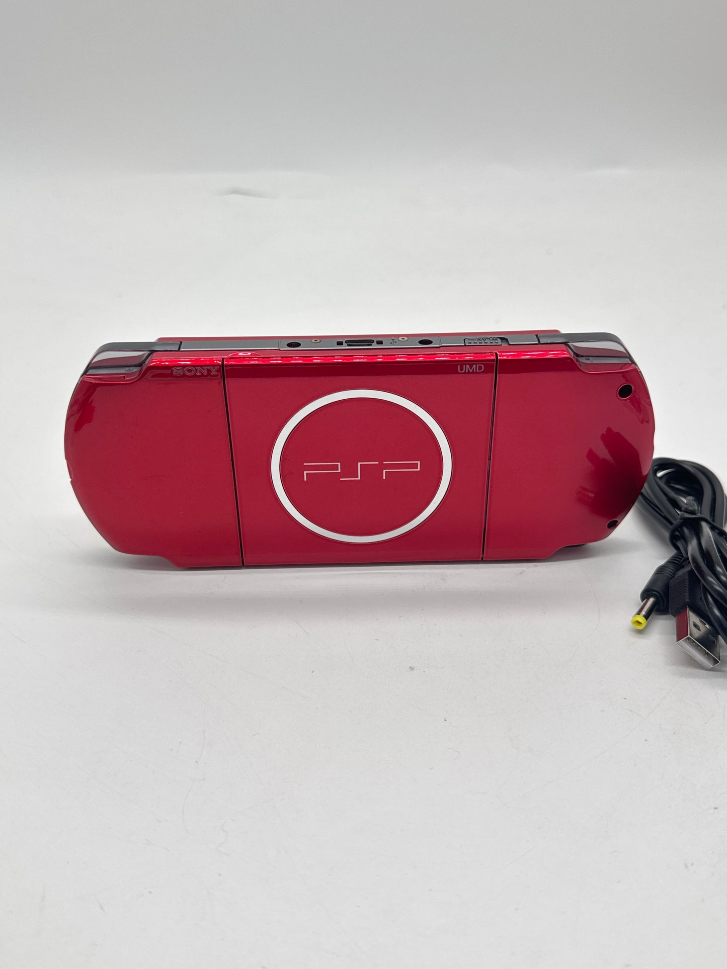 Sony PSP-3000 Red Console #62 w/ 1200mAh Battery & Charger Back Lid Falls Off