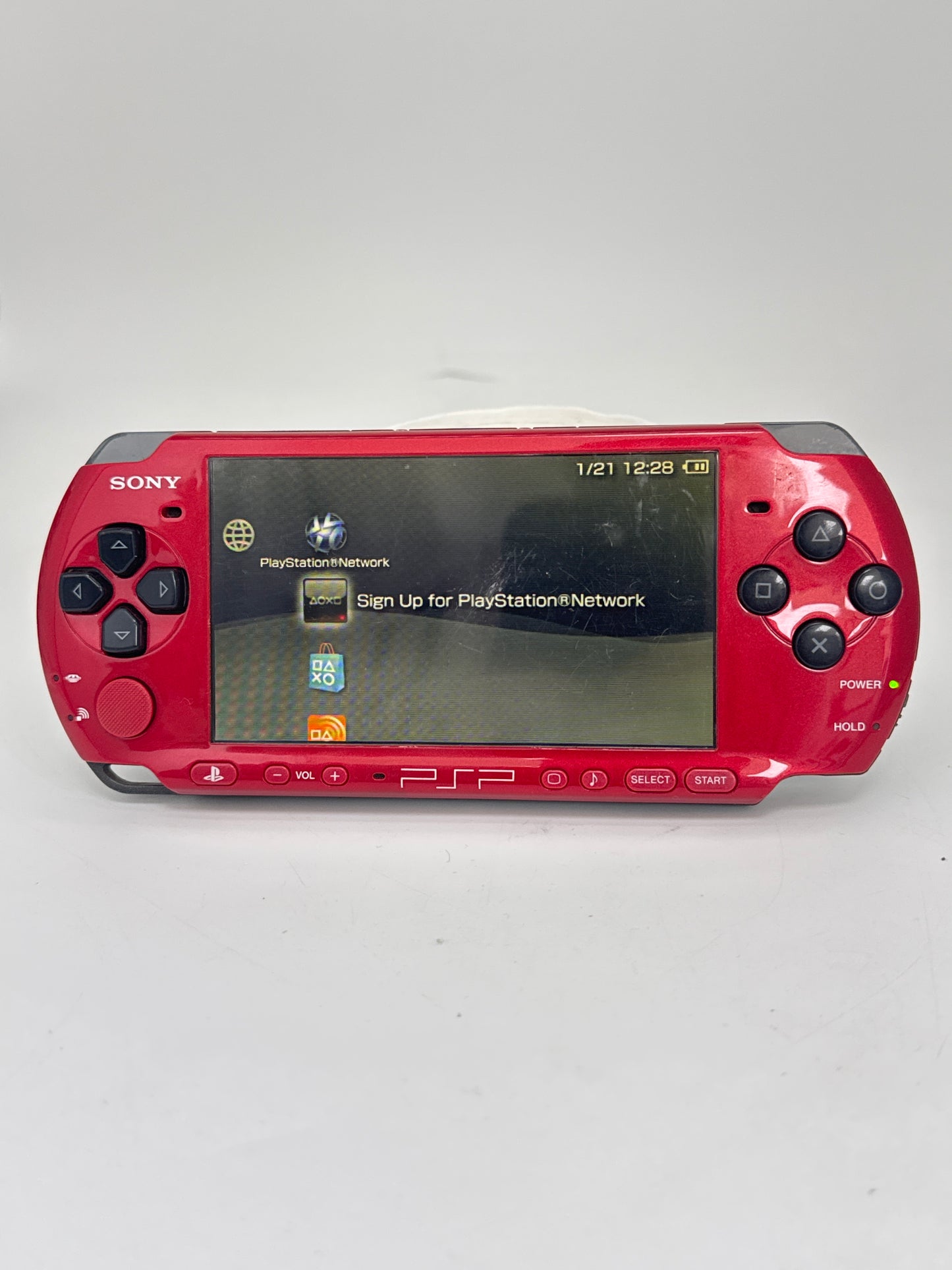 Sony PSP-3000 Red Black Console #258 No Battery or Lid No Charger AS IS